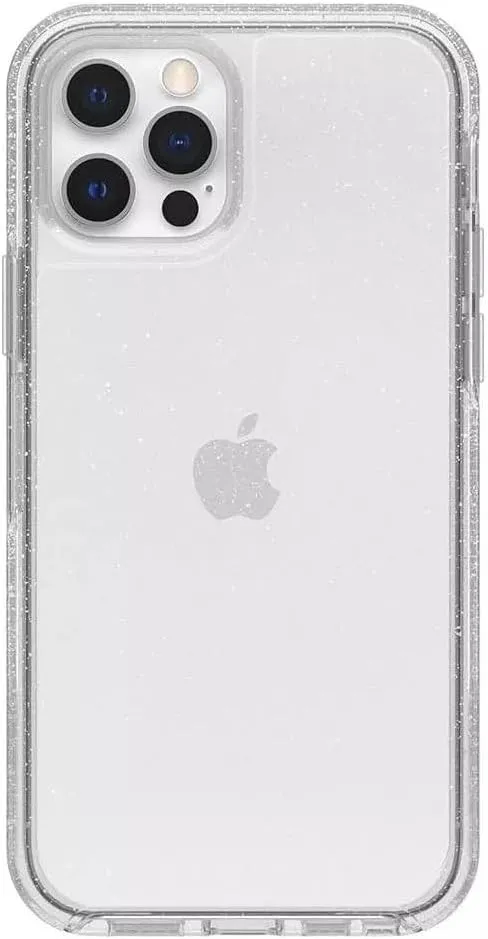 OtterBox iPhone 12 & iPhone 12 Pro Symmetry Series Case - Stardust (Silver Flake/Clear), Ultra-Sleek, Wireless Charging Compatible, Raised Edges Protect Camera & Screen