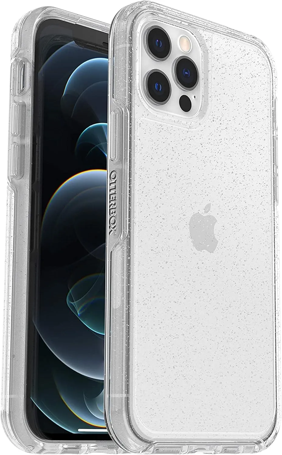 OtterBox iPhone 12 & iPhone 12 Pro Symmetry Series Case - Stardust (Silver Flake/Clear), Ultra-Sleek, Wireless Charging Compatible, Raised Edges Protect Camera & Screen