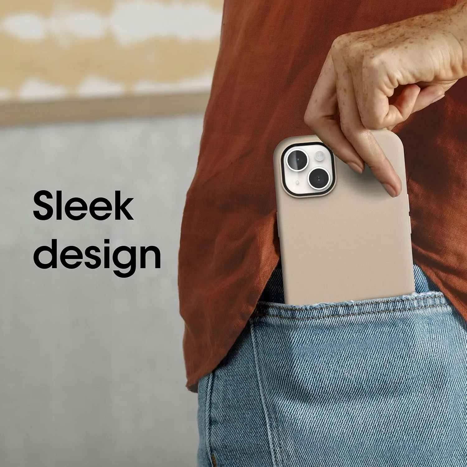 OtterBox iPhone 15 Plus and iPhone 14 Plus Symmetry Series Case - Dont Even CHAI (Brown), Snaps to MagSafe, Ultra-Sleek, Raised Edges Protect Camera & Screen