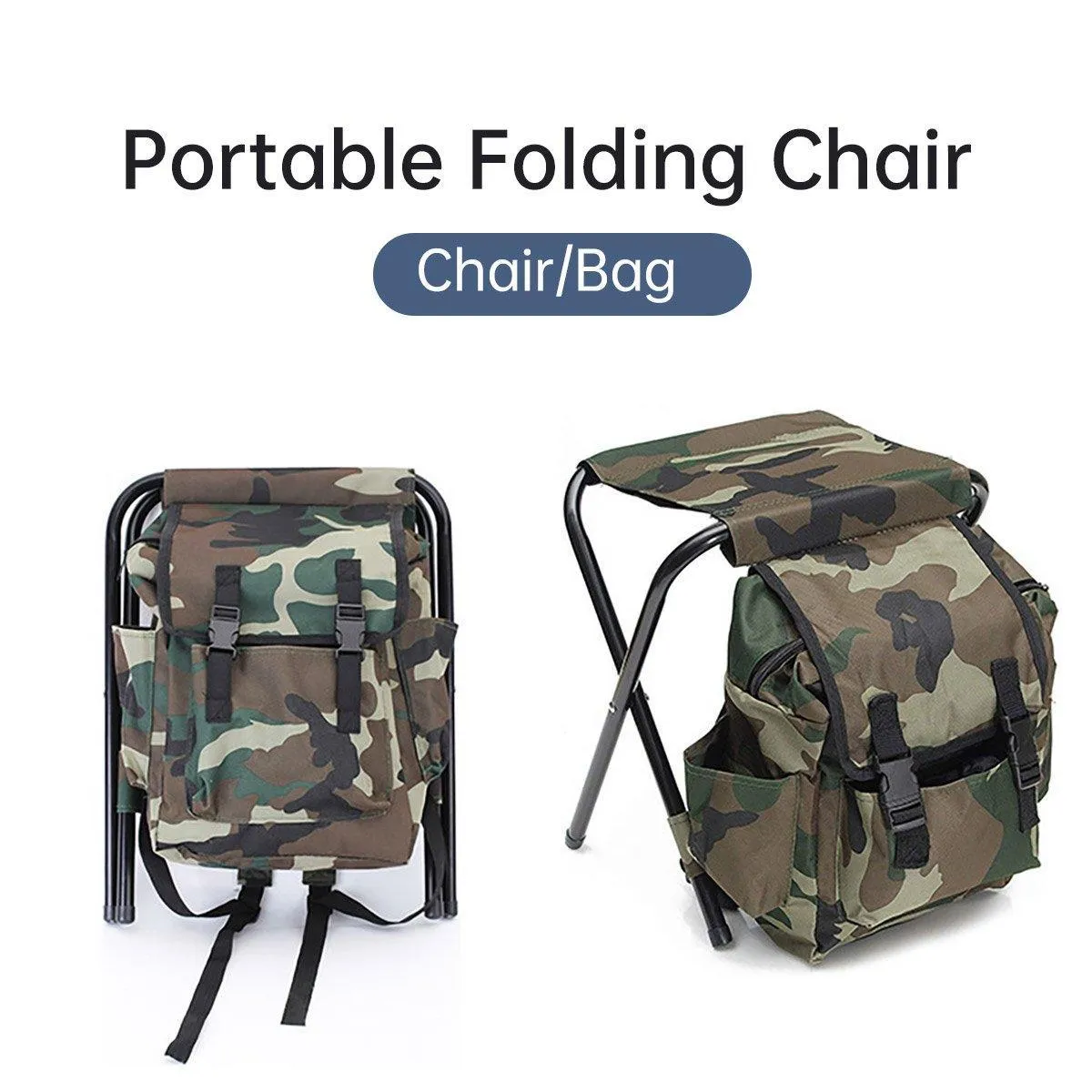 Outdoor Folding Chair Multi Functional Portable Camping Fishing Bag Stool Seat