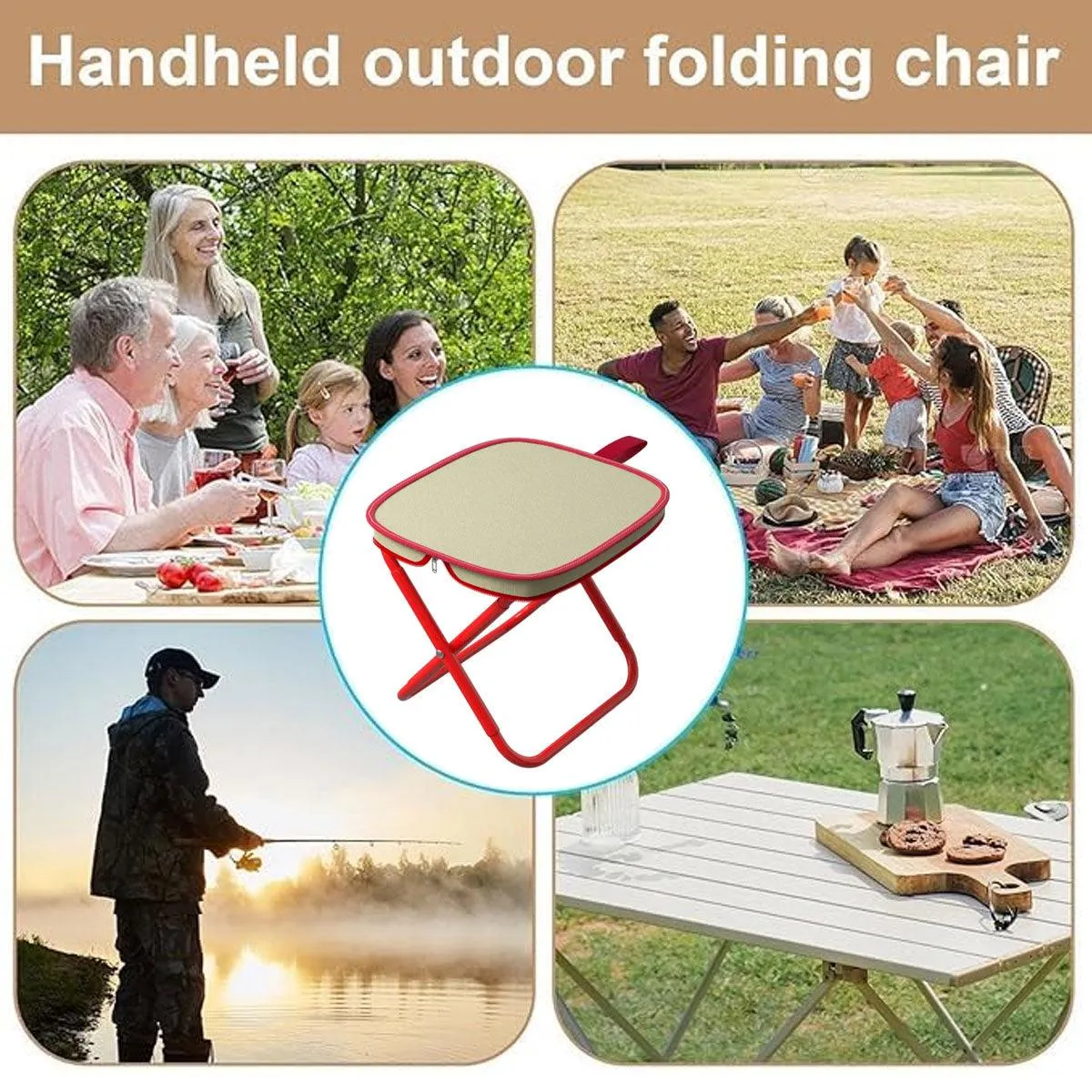 Outdoor Folding Chair Multifunctional Stool Portable Bench Camping Seat Travel