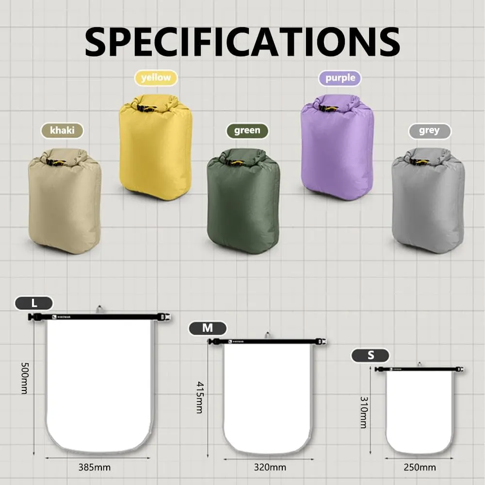 Outdoor Water proof Dry Bag - Silicon Coated Nylon, Ideal for Camping, Drifting, Hiking, Swimming, Rafting, Kayaking, River Trekking - Dampproof Clothes Storage Bag (Khaki-S)
