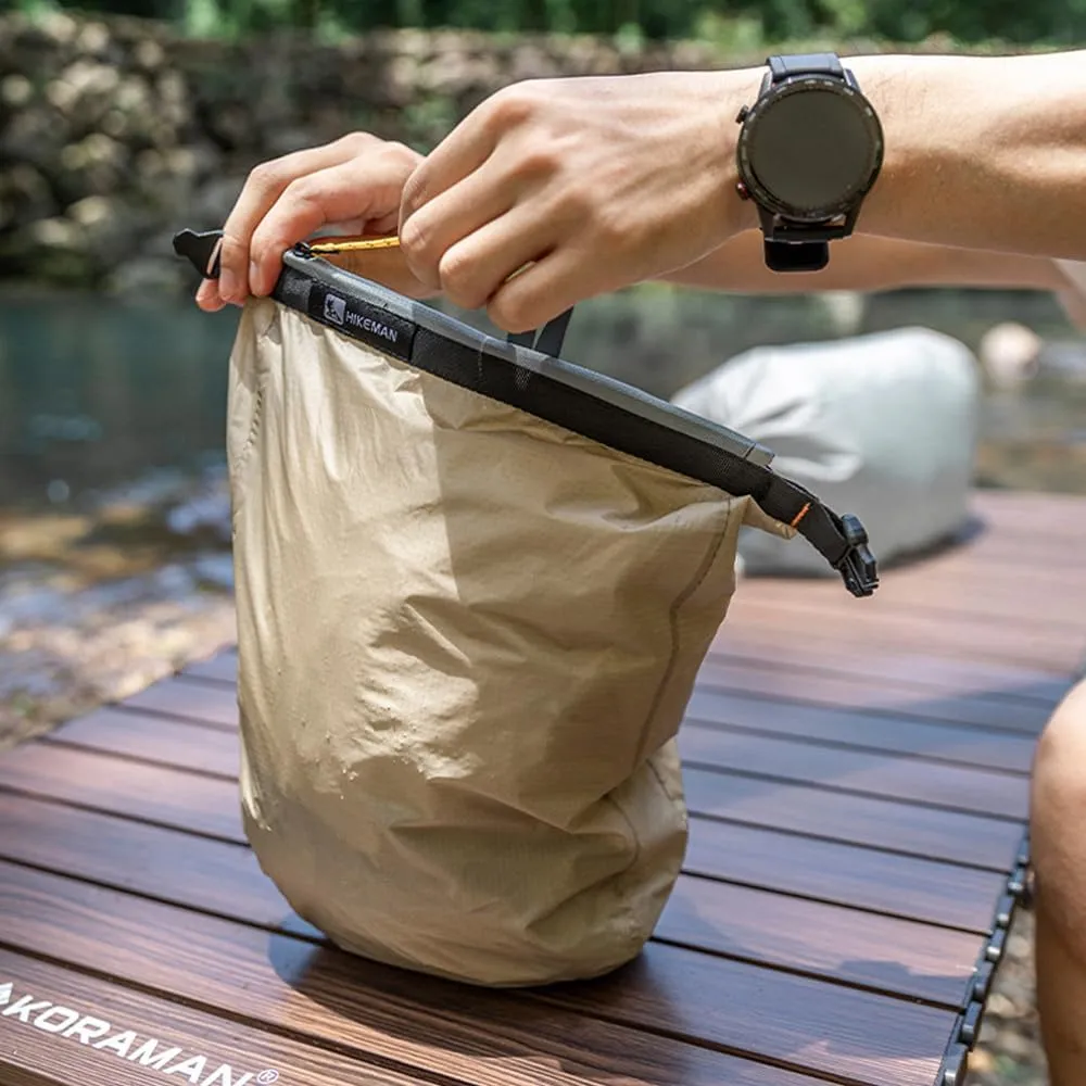 Outdoor Water proof Dry Bag - Silicon Coated Nylon, Ideal for Camping, Drifting, Hiking, Swimming, Rafting, Kayaking, River Trekking - Dampproof Clothes Storage Bag (Khaki-S)