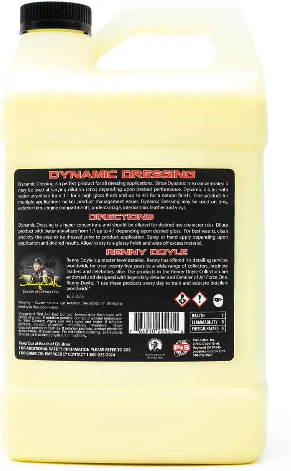 P & S Professional Detail Products Dynamic Dressing Hyper Concentrate – Versatile Tire, Trim & Engine Dressing – Adjustable Gloss Finish & UV Protection - 1 Gallon