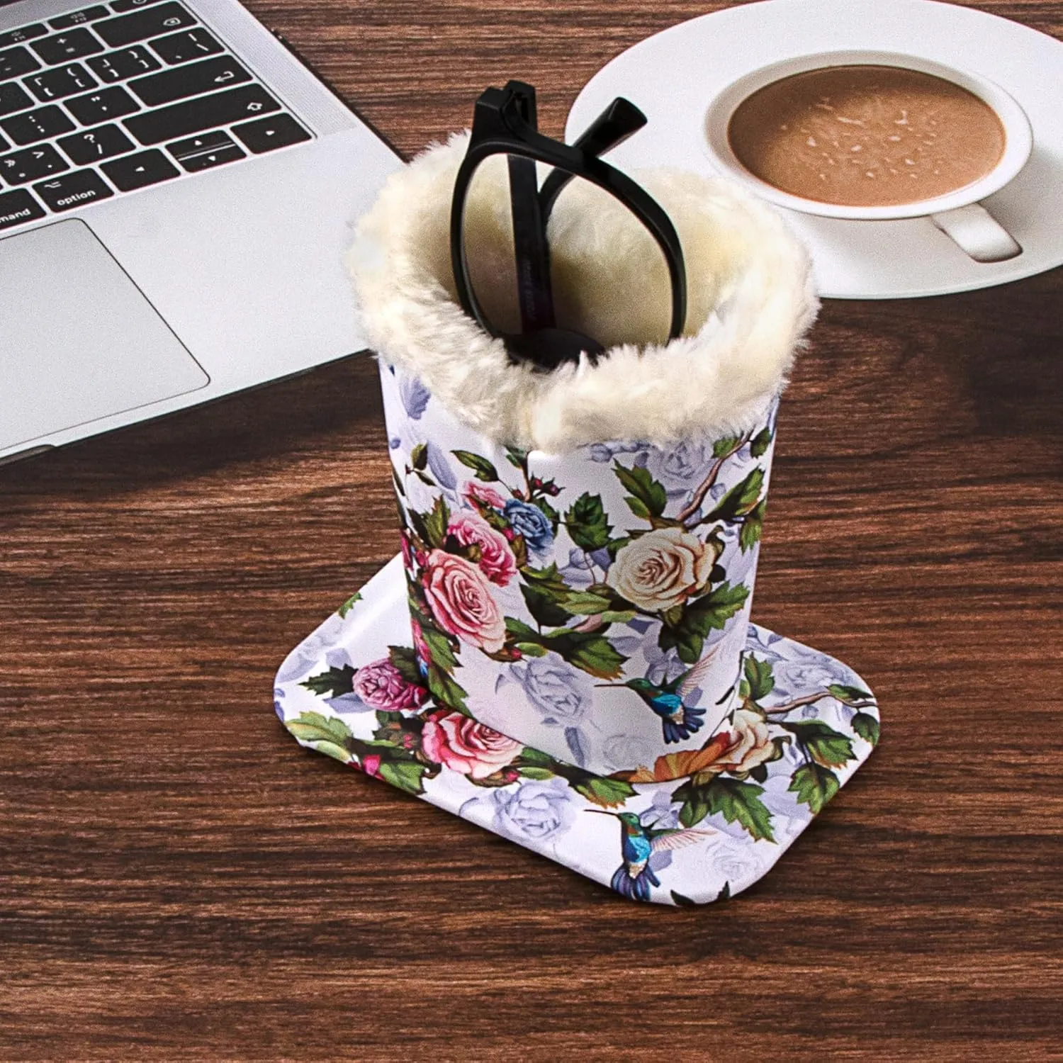 Pack of 2 Plush Lined Eyeglasses Holder Stand Protective Glasses Case For Desks Or Nightstands