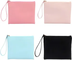 Pack of 4 Fashion Design Portable Muliti-Functional Bag Makeup Bag Cosmetic Pouch Travel Toiletry Carrying Purse (Light Pink/Pink/Sky Blue/Black)