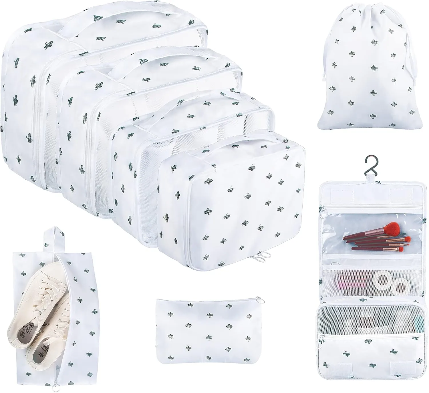 Packing Cubes, 8 Pcs Travel Packing Organizers for Suitcases, Large Capacity Travel Luggage Organizers Set includes 8 Storage Bags, Travel Essentials for Women or Men (Cactus)
