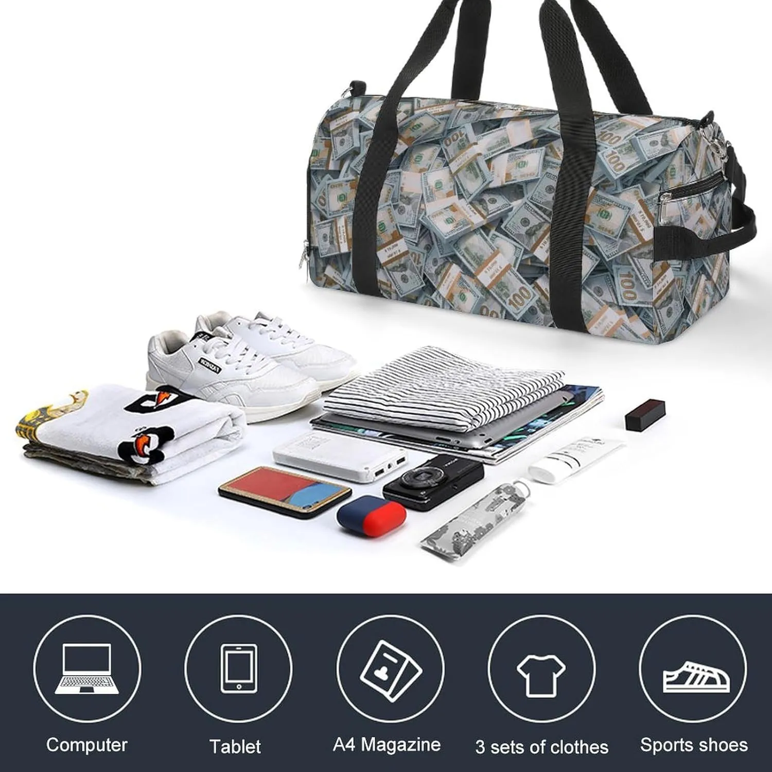 Paisley Navy Blue Pattern Fitness Bag with Large Capacity Backpack And Waterproof Bag