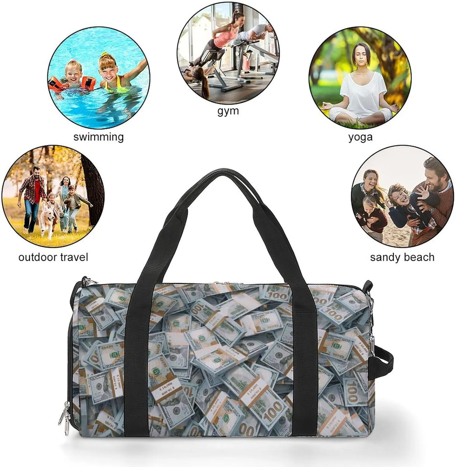Paisley Navy Blue Pattern Fitness Bag with Large Capacity Backpack And Waterproof Bag