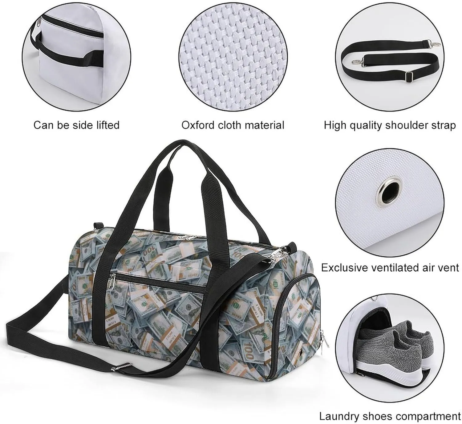 Paisley Navy Blue Pattern Fitness Bag with Large Capacity Backpack And Waterproof Bag