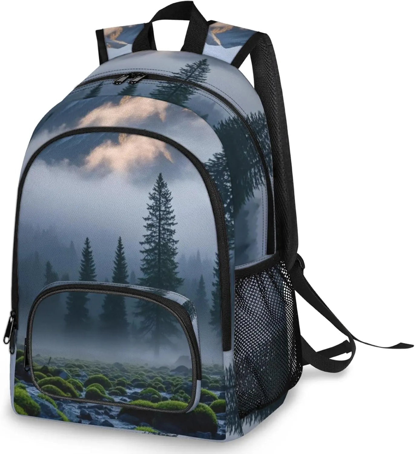 Pardick Travel Backpack for Women Men,Backpack With Chest Buckle for Stadium Event,Large Capacity Sport Bag,Misty Mountain