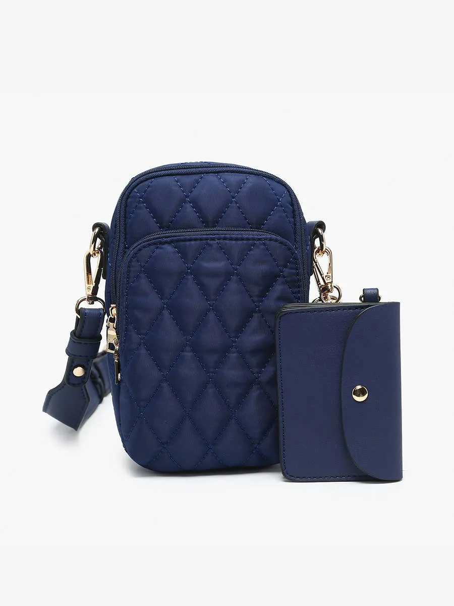 Parker Quilted 3 Compartment Crossbody w/ Pouch: Navy