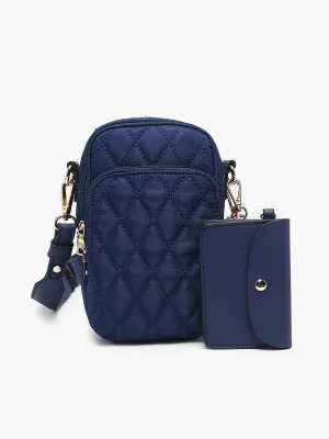 Parker Quilted 3 Compartment Crossbody w/ Pouch: Navy
