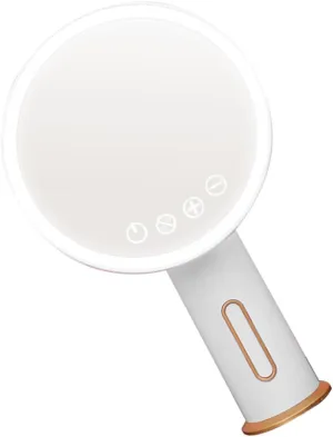 PartyKindom 1Pc LED Makeup Mirror with Light Portable Cosmetic Mirror with Magnification Stylish White Design for Home Dorm Travel Use