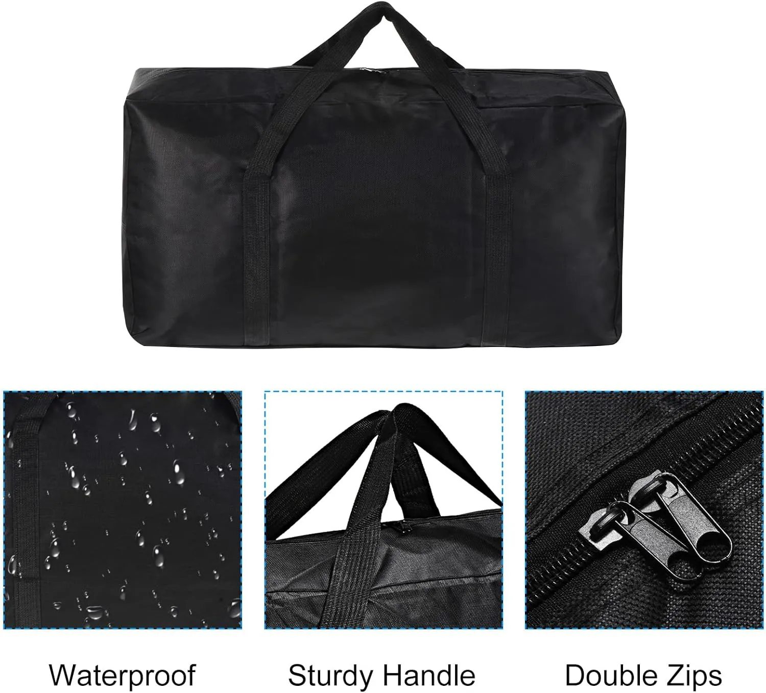 PATIKIL 26" Camp Chair Replacement Bag, Large Storage Duffle Bag Waterproof Moving Bag with Zipper Foldable Canvas Tote Bag for Travel Camping, Black (26"x13.7"x7.8")
