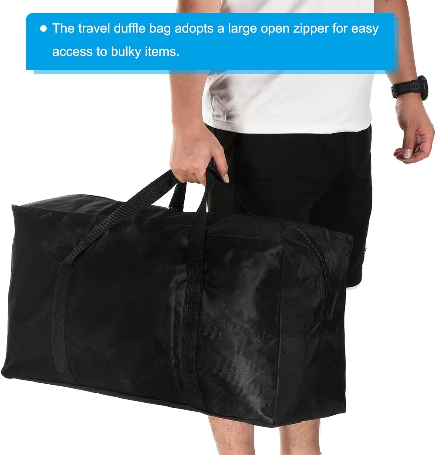 PATIKIL 26" Camp Chair Replacement Bag, Large Storage Duffle Bag Waterproof Moving Bag with Zipper Foldable Canvas Tote Bag for Travel Camping, Black (26"x13.7"x7.8")