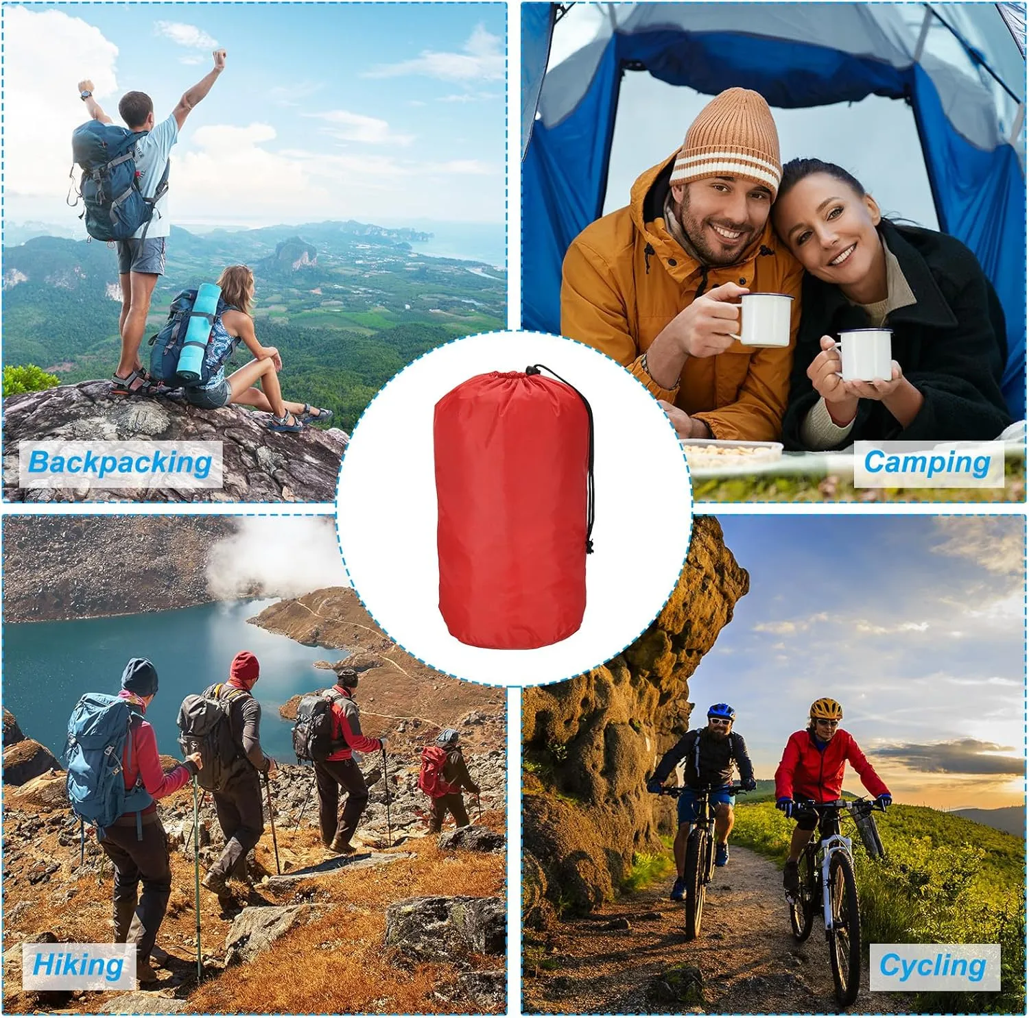 PATIKIL Stuff Sack, Waterproof Outdoor Storage Sack Portable Drawstring Dust Flap Bag for Camping Hiking