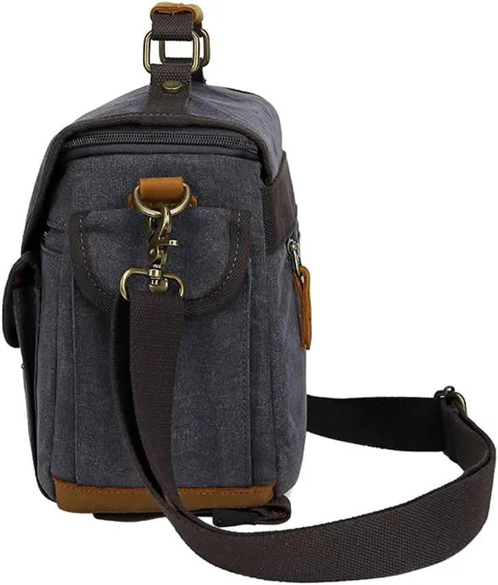 peacechaos Camera Case Crossbody Shoulder Messenger Bag, Vintage DSLR/SLR/Mirrorless Photography Camera Bag with Canon/Nikon/Sony (Black)