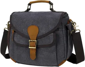 peacechaos Camera Case Crossbody Shoulder Messenger Bag, Vintage DSLR/SLR/Mirrorless Photography Camera Bag with Canon/Nikon/Sony (Black)