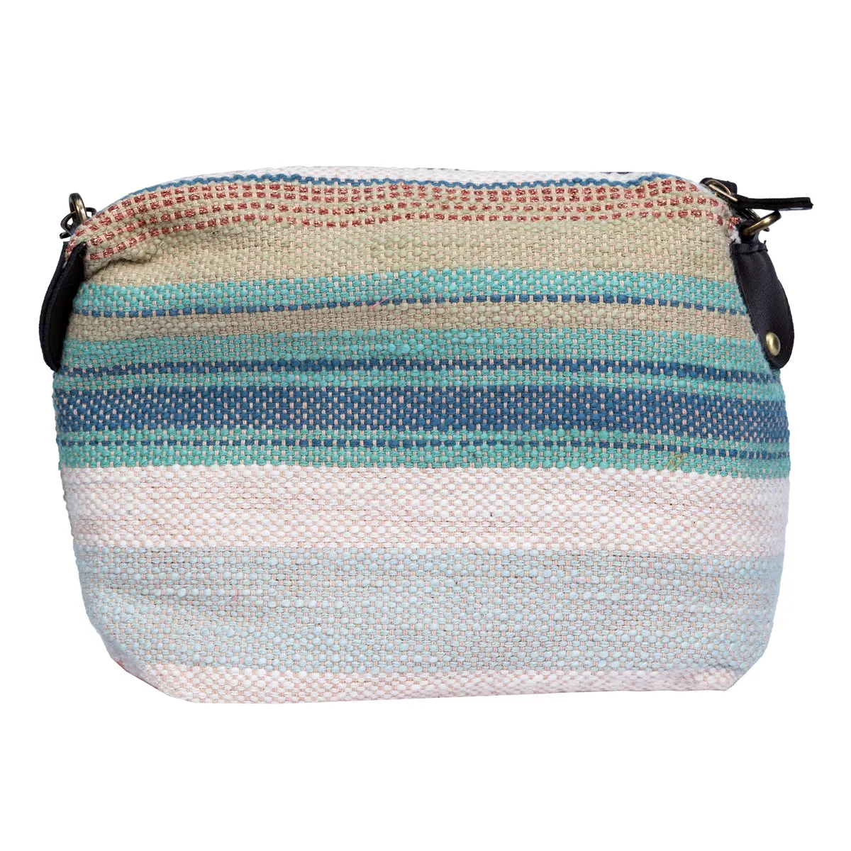 Peach Multicolour Stripes Pouch Cum Sling Bag