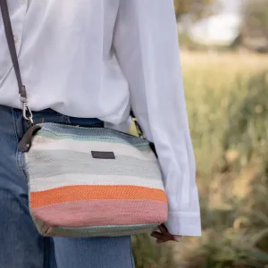 Peach Multicolour Stripes Pouch Cum Sling Bag