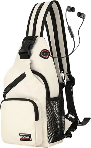 Peicees Convertible Sling Bag for Men Women Waterproof Sling Backpack Crossbody Shoulder Bag For Travel Hiking Cycling
