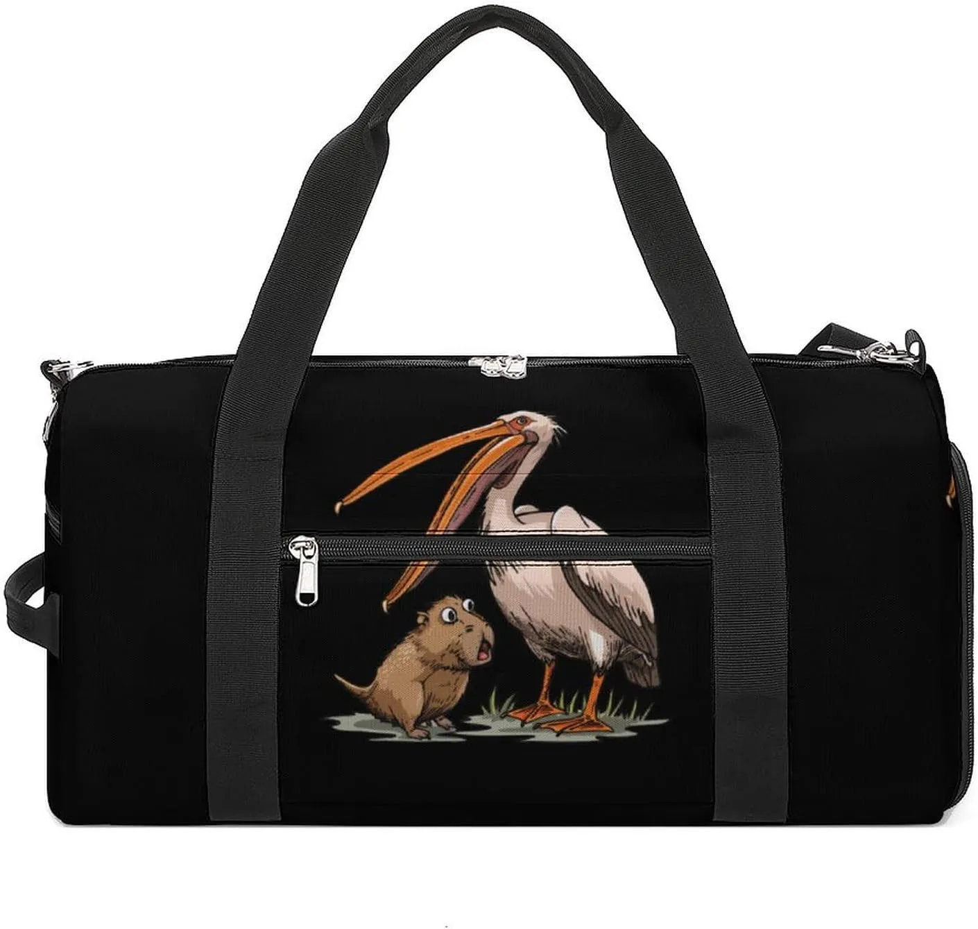 Pelican Tries to Eat Capybara Gym Bag for Men Women Lightweight Duffel Bag Sports Workout Bag for Travel Yoga