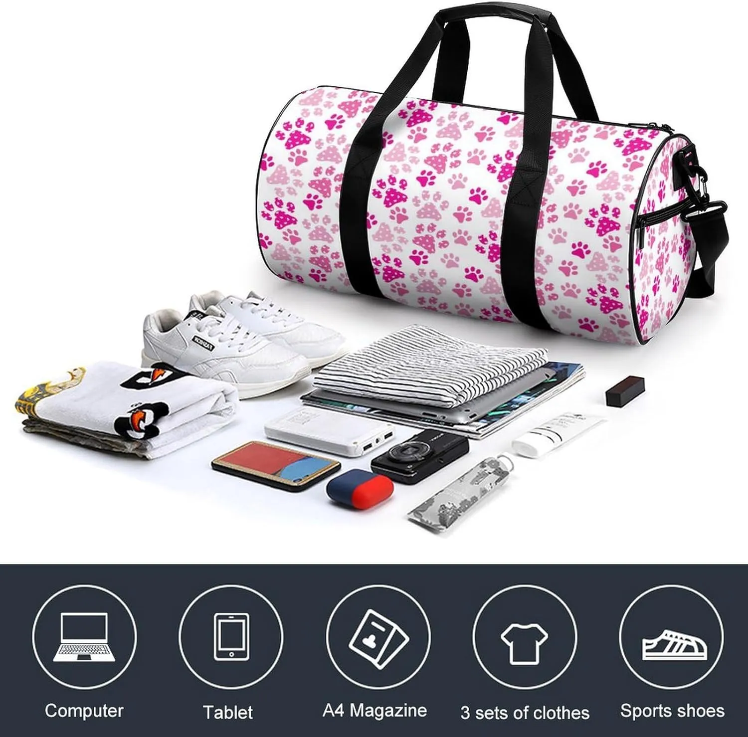 Penguin Bird Large Capacity Cylindrical Fitness Bag Unisex