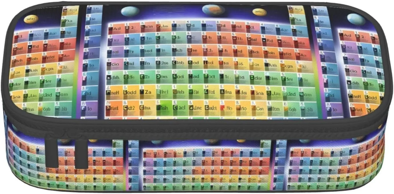 Periodic table of elements Print Multifunctional Pencil Case Stationery Storage Bag Supplies Favorite Adults, Black