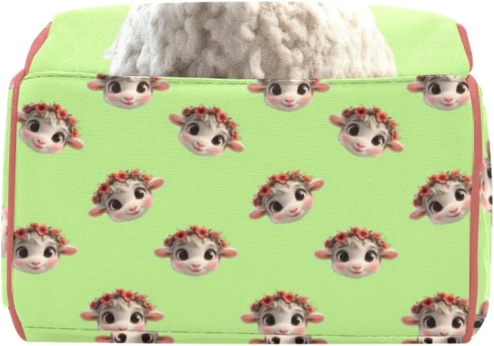 Personalized Baby Bag for Boys and Girls, Custom Name Waterproof Diaper Backpack for Moms, Large Capacity Baby Backpack, Custom Diaper Backpack for Parents with Pet Sheep Pattern