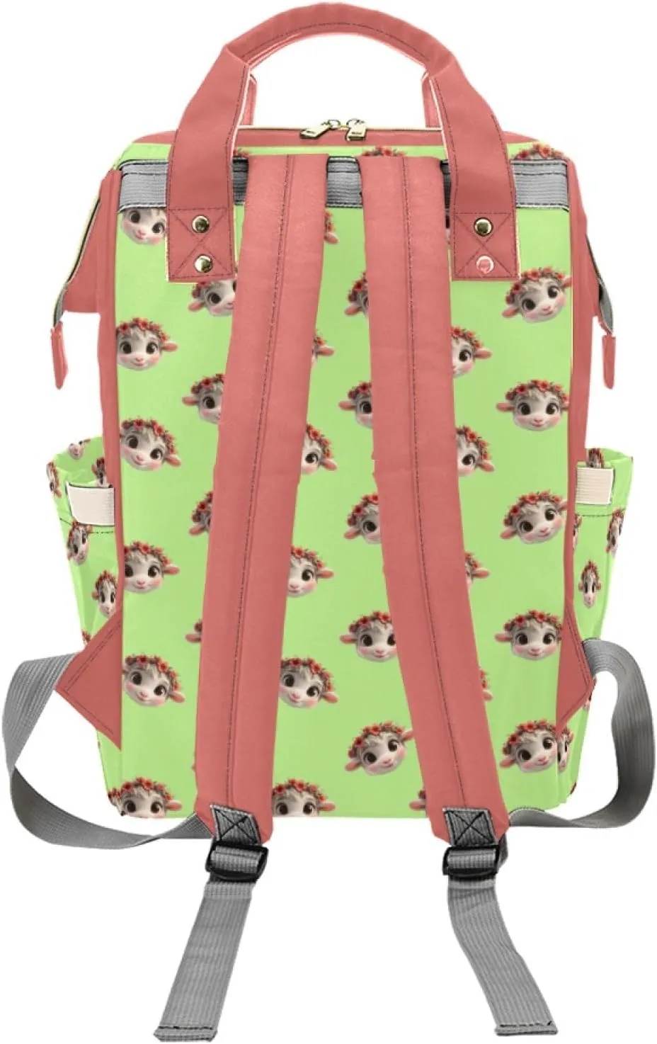 Personalized Baby Bag for Boys and Girls, Custom Name Waterproof Diaper Backpack for Moms, Large Capacity Baby Backpack, Custom Diaper Backpack for Parents with Pet Sheep Pattern