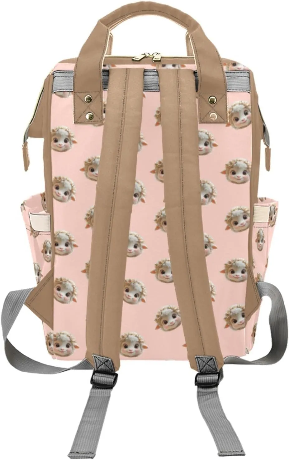Personalized Baby Diaper Backpack for Moms, Custom Name Baby Bag for Boys and Girls, Large Capacity, Waterproof Multifunctional, Multi-Compartment Mommy Backpack with Pet Sheep Design