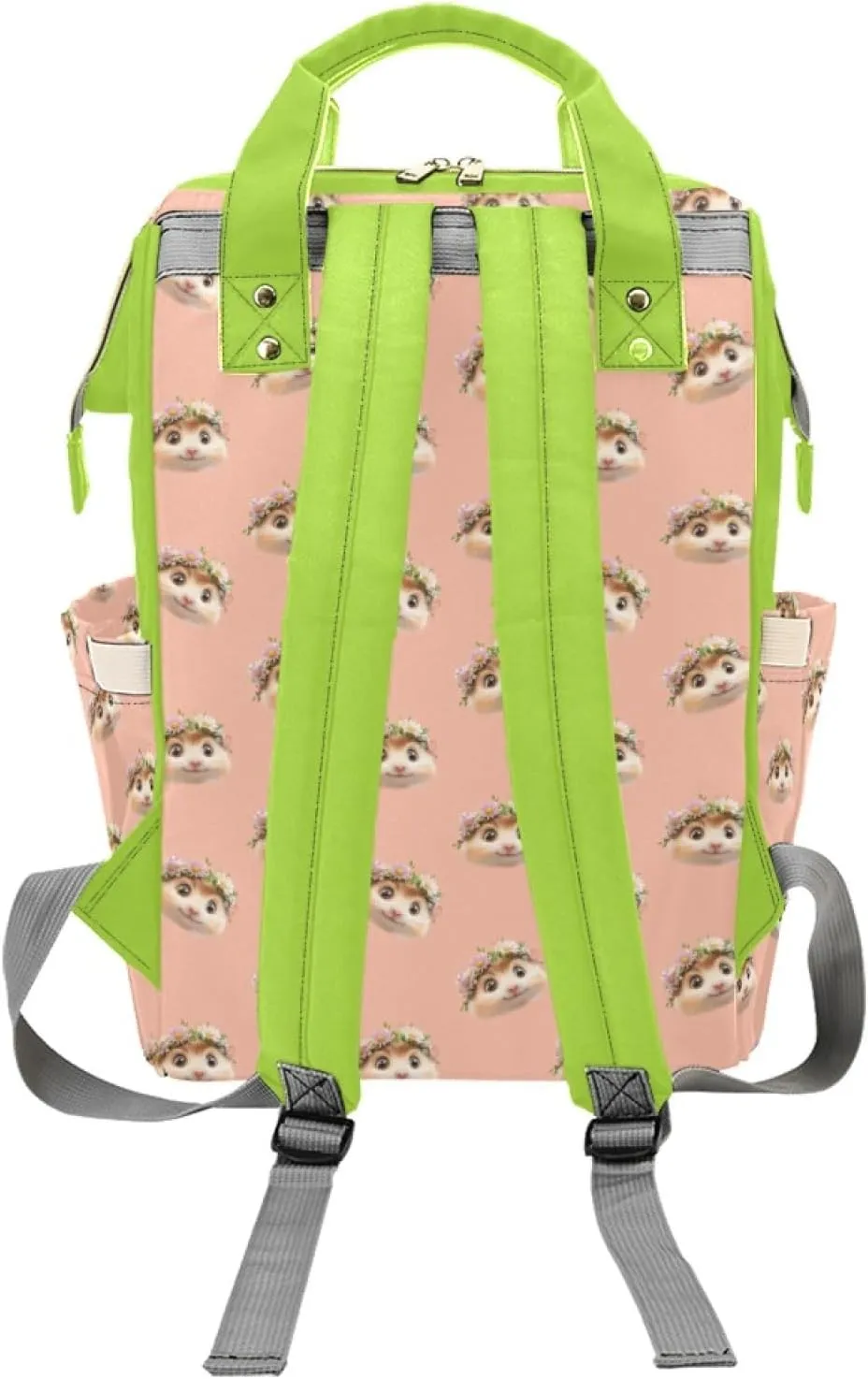 Personalized Custom Name Mommy Backpack, Waterproof Diaper Bag, Large Capacity Multifunctional, Hamster and Guinea Pig Design, Comfortable Stylish Baby Backpack for Moms