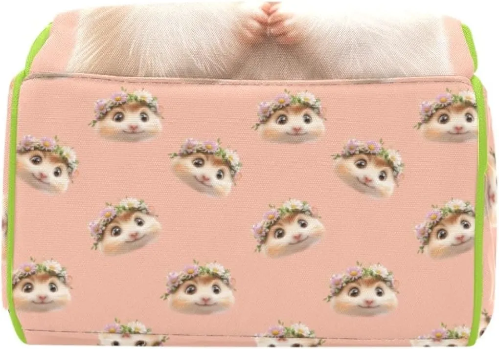 Personalized Custom Name Mommy Backpack, Waterproof Diaper Bag, Large Capacity Multifunctional, Hamster and Guinea Pig Design, Comfortable Stylish Baby Backpack for Moms