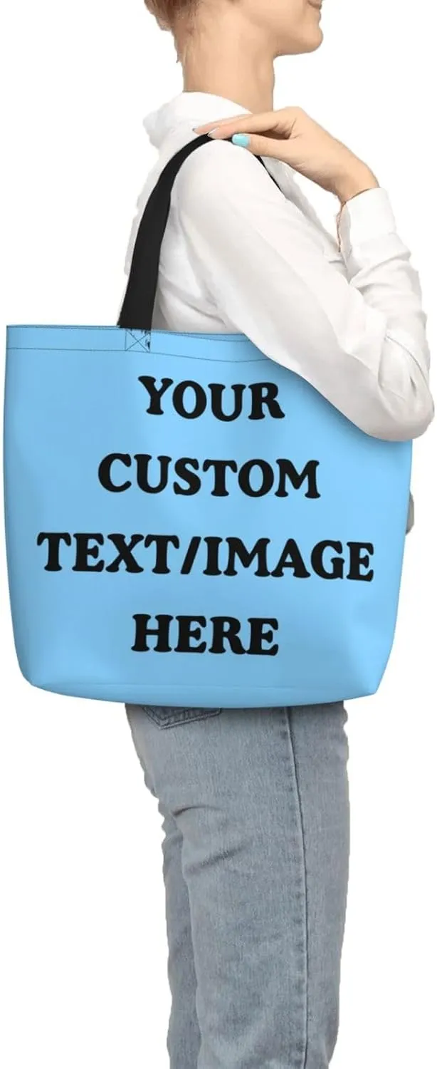 Personalized Custom Tote Bag For Travel & Business - Add Your Design - Reusable Shoulder Bag For Women