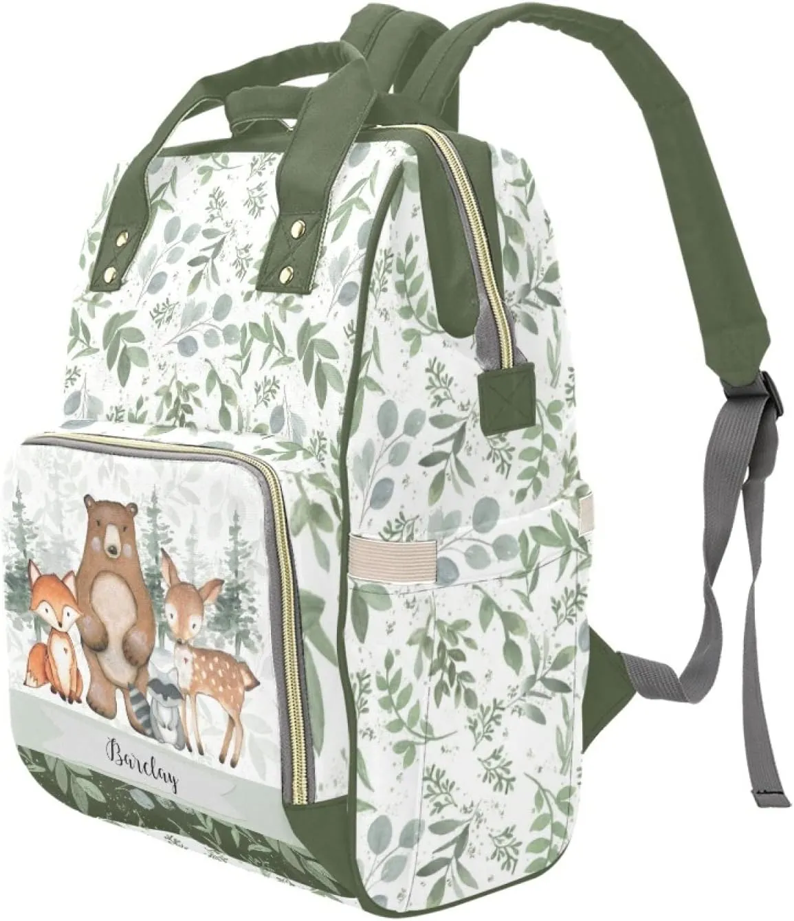 Personalized Cute Cow Diaper Bag for Women, Custom Name Nursing Mommy Daypack, Diaper Bag for Baby Boy Girl, New Mom Gifts
