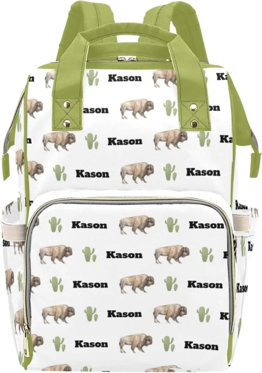 Personalized Cute Cow Diaper Bag for Women, Custom Name Nursing Mommy Daypack, Diaper Bag for Baby Boy Girl, New Mom Gifts