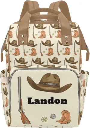 Personalized Diaper Bag Backpack for Women, Custom Name Nursing Mommy Daypack, Diaper Bag for Girls Boys, New Mom Gifts (Cowboy)