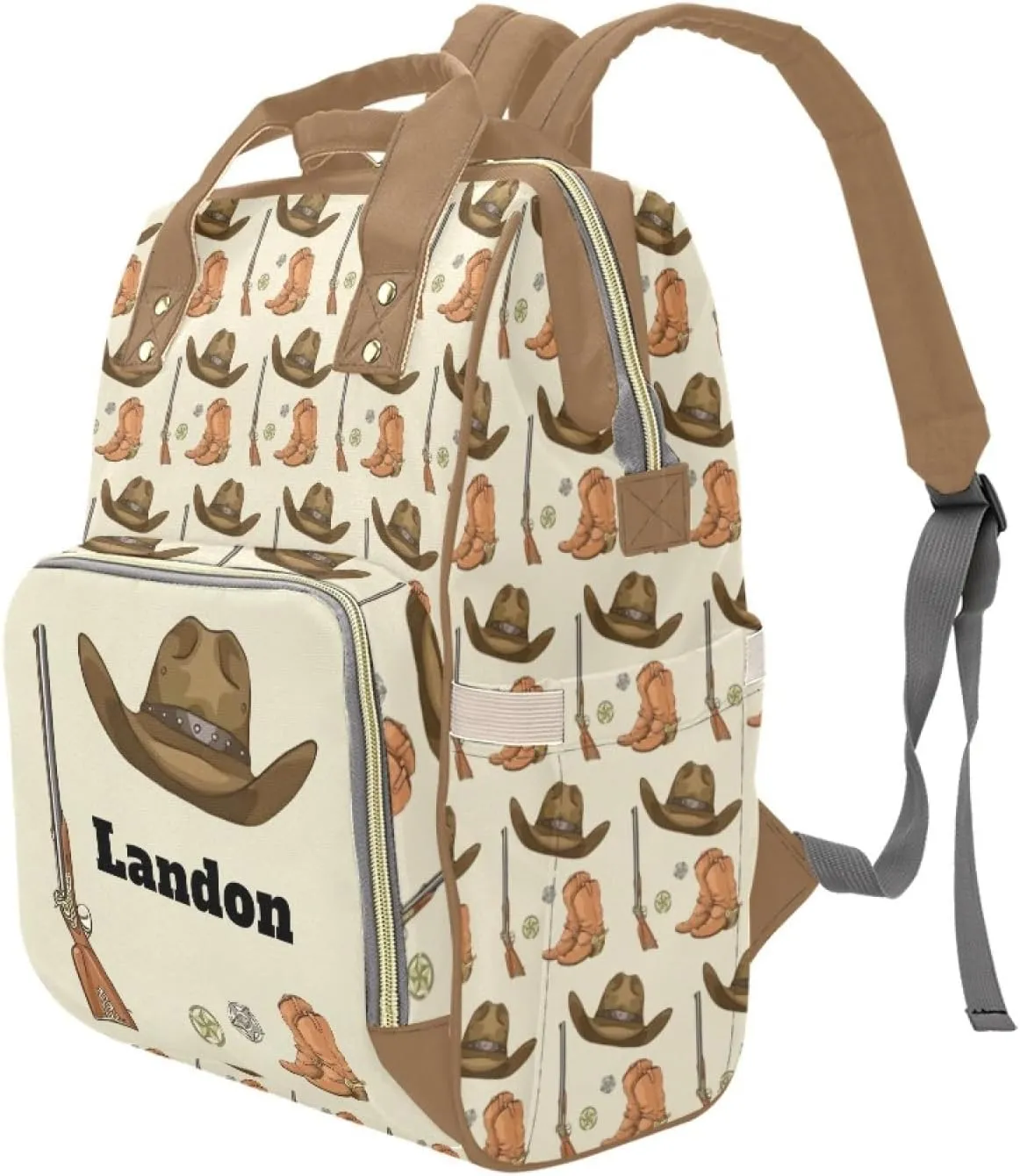 Personalized Diaper Bag Backpack for Women, Custom Name Nursing Mommy Daypack, Diaper Bag for Girls Boys, New Mom Gifts (Cowboy)