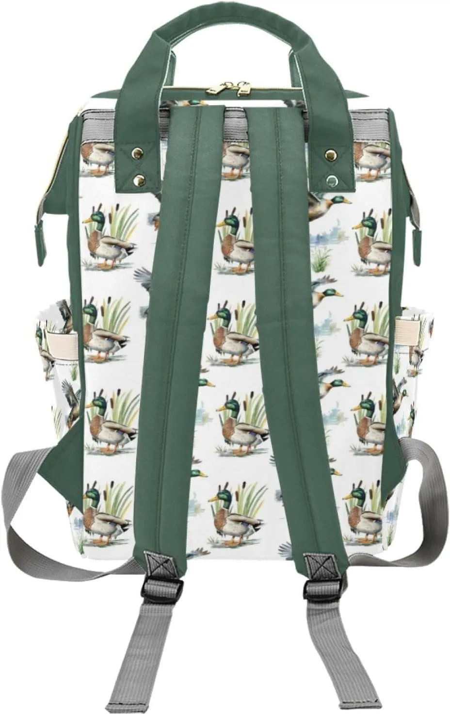 Personalized Diaper Bag Backpack for Women, Custom Name Nursing Mommy Daypack, Mallard Ducks Diaper Bag for Girls Boys, New Mom Gifts