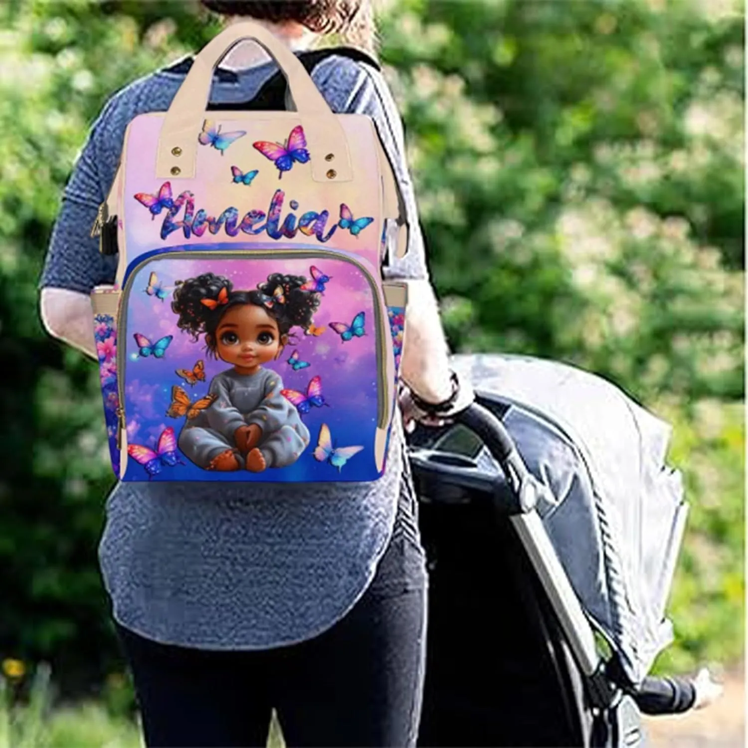 Personalized Diaper Bag Backpack with Name Custom Monogram Backpack Travel Outdoor Mommy Bag Customized Gift for Newborn Baby Boys Girls Nursing Bags Gift for New Mom Dad Christmas Gift