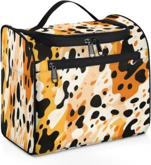 Personalized Leopard Women's Toiletry Bag Waterproof Cosmetic Bag Leopard Print Travel Cosmetic Bag Multi-functional Organizer with Hooks Suitable for Full-size Toiletries and Cosmetics