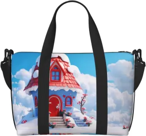 Phayah Cottage In The Snow Travel Duffel Bag Handbag Carry-On Luggage Bag Overnight Foldable Unisex Airline Travel Personal Items Bag