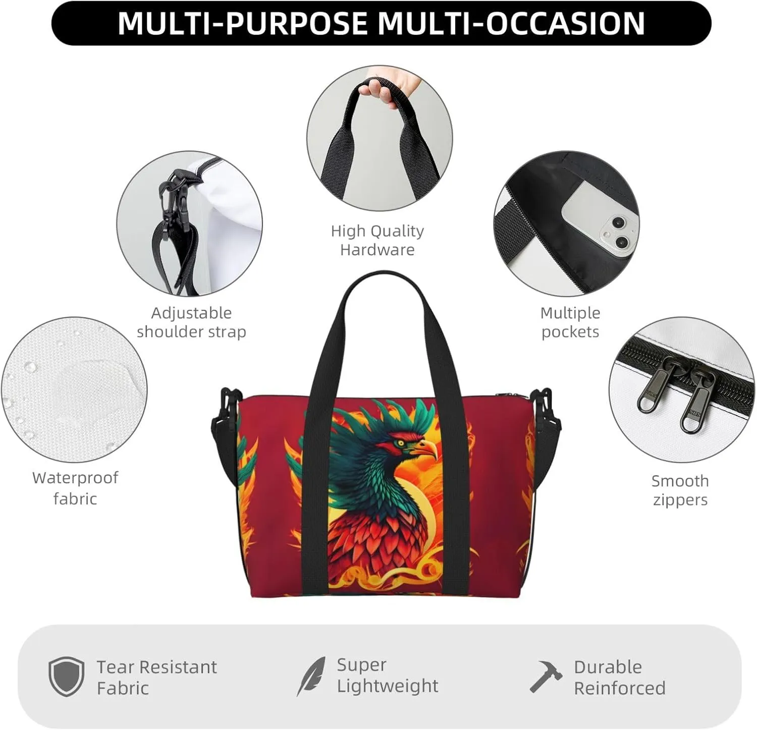 Phoenix Travel Bags, Weekender Carry On For Women, Sports Gym Bag, Workout Duffel Bag,Overnight