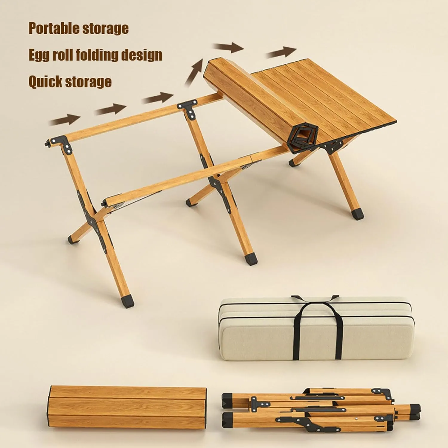 Picnic Table Chair Set of 3 Camping Table Chair with Aluminum Roll-up Backpacking Table and Lawn Chair Portable Folding Furniture for Indoor Outdoor, Large