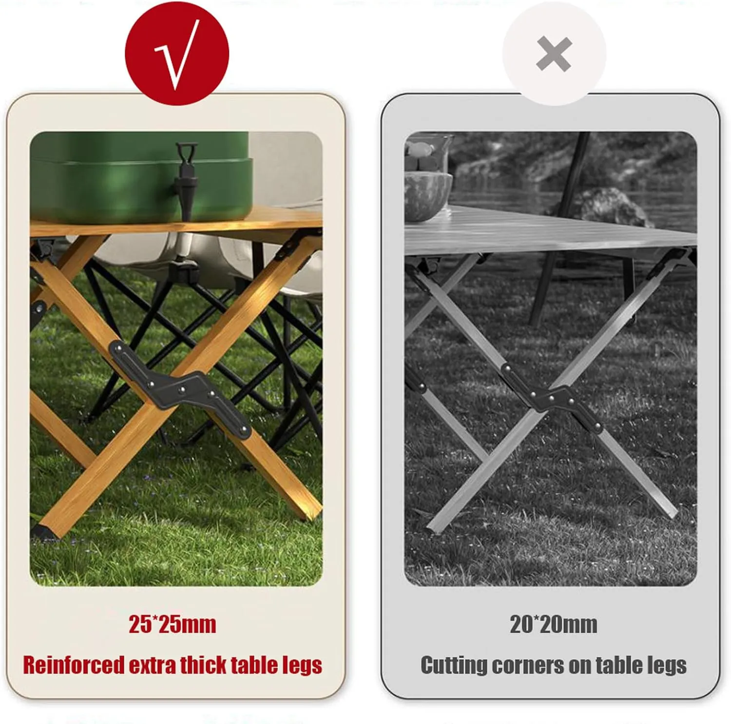 Picnic Table Chair Set of 3 Camping Table Chair with Aluminum Roll-up Backpacking Table and Lawn Chair Portable Folding Furniture for Indoor Outdoor, Large