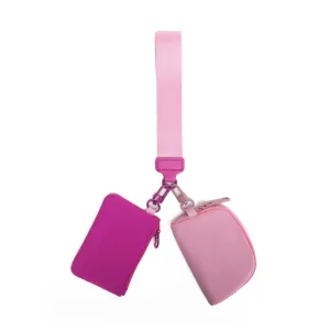 Pink Stylish Mini Wristlet Wallet - Nylon, Multi-Compartment Design