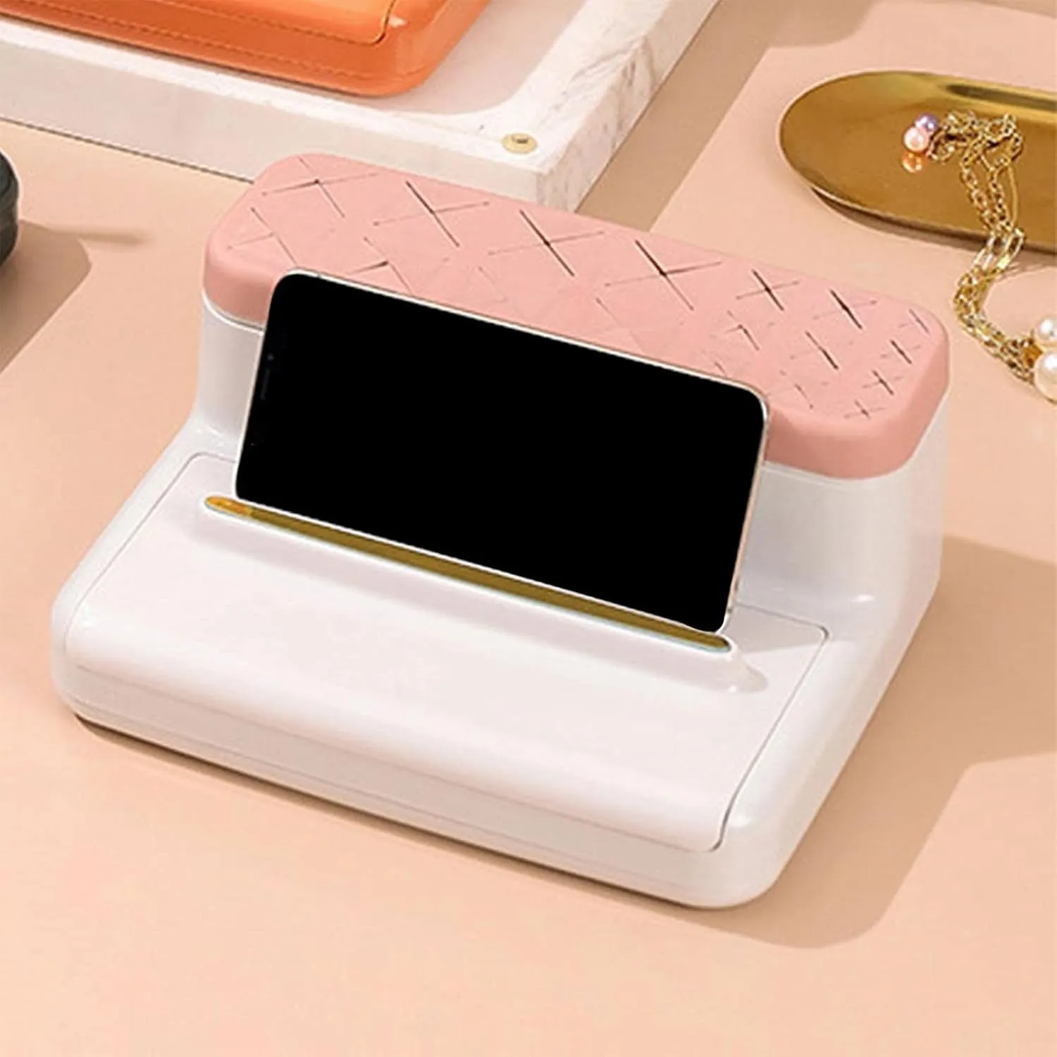 Plastic Makeup Brush Holder, Cosmetic Storage Box, Multipurpose Desktop Storage Box, Beauty Tool Organizer Stand for Storing Makeup Brushes Lipsticks Lip Glazes Brushes-White