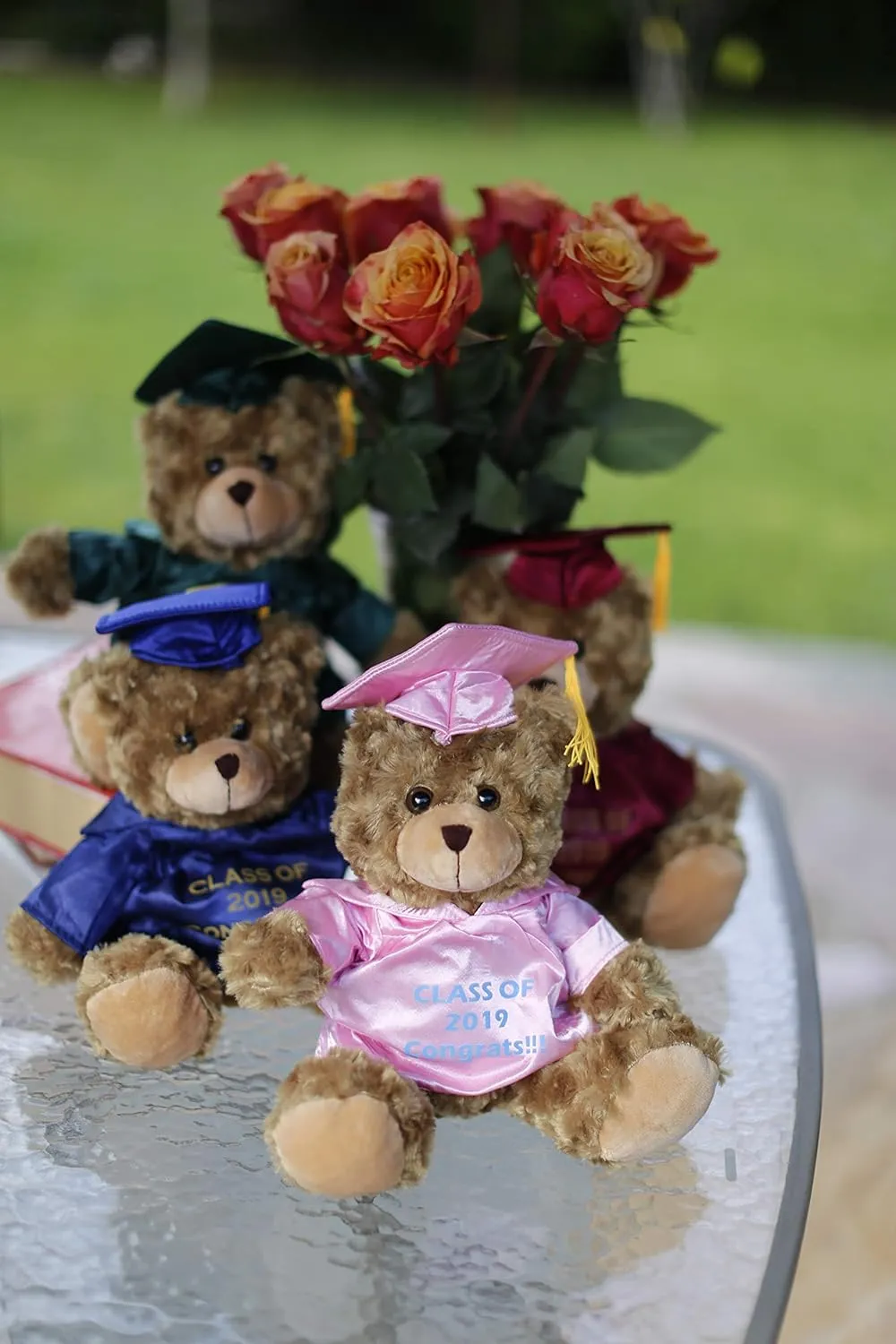 Plushland Plush Stuffed Animal Toys 12 Inches Present Gifts for Graduation Day, Personalized Text, Name or Your School Logo on Gown, Best for Any Grad School Kids (Royal Blue Gown)