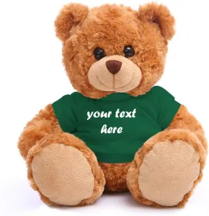 Plushland Teddy Bear 11 Inch, Stuffed Animal Personalized Gift - Great Present for Mothers Day, Valentine, Graduation, Birthday,Anniversary, get Well,Christmas (Mocha Bear, Forest Green)